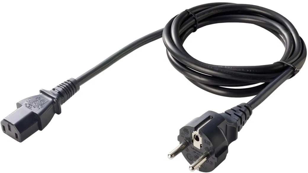 AC Line Cord, 1,8M, grounded, three wire CEE 7/7plug, Associated Countries: Europe, Abu Dhabi, Boliv